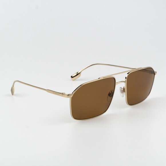Burberry Sunglasses Light Gold Brown Polarized Rectangular BE3130 110983 NEW - Picture 1 of 9